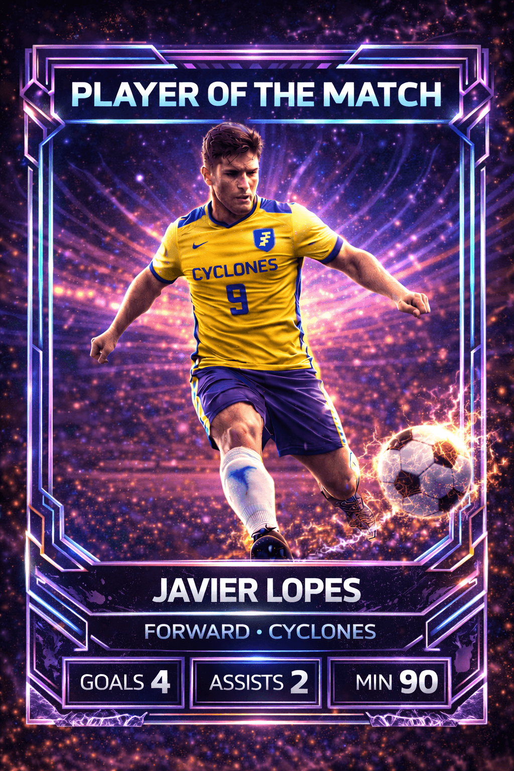 Animated soccer trading card preview